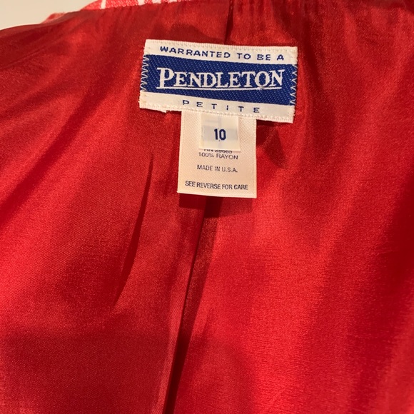 VTG Pendleton 10 Petite Red White Plaid Blazer. - Picture 7 of 8